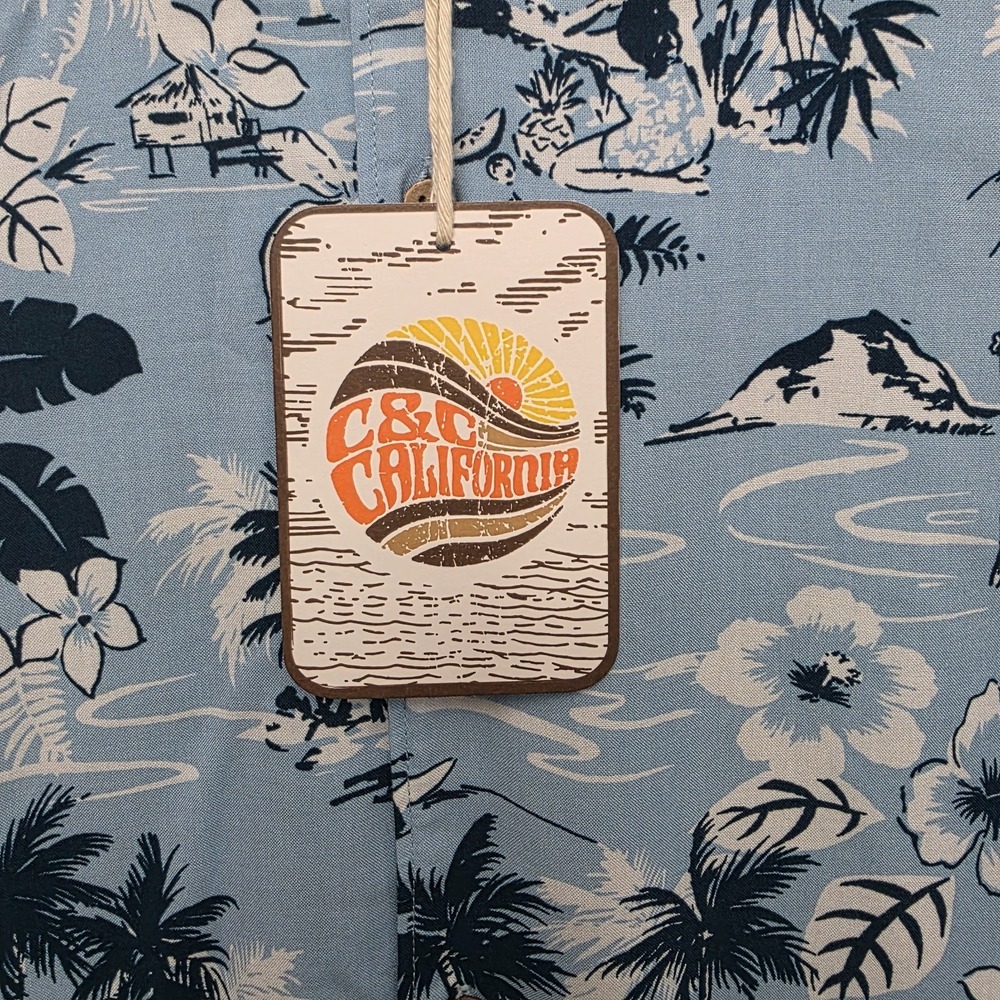 C & C California Blue Floral Button Down Short Sleeve Casual Hawaiia Men's Small - Picture 3 of 6